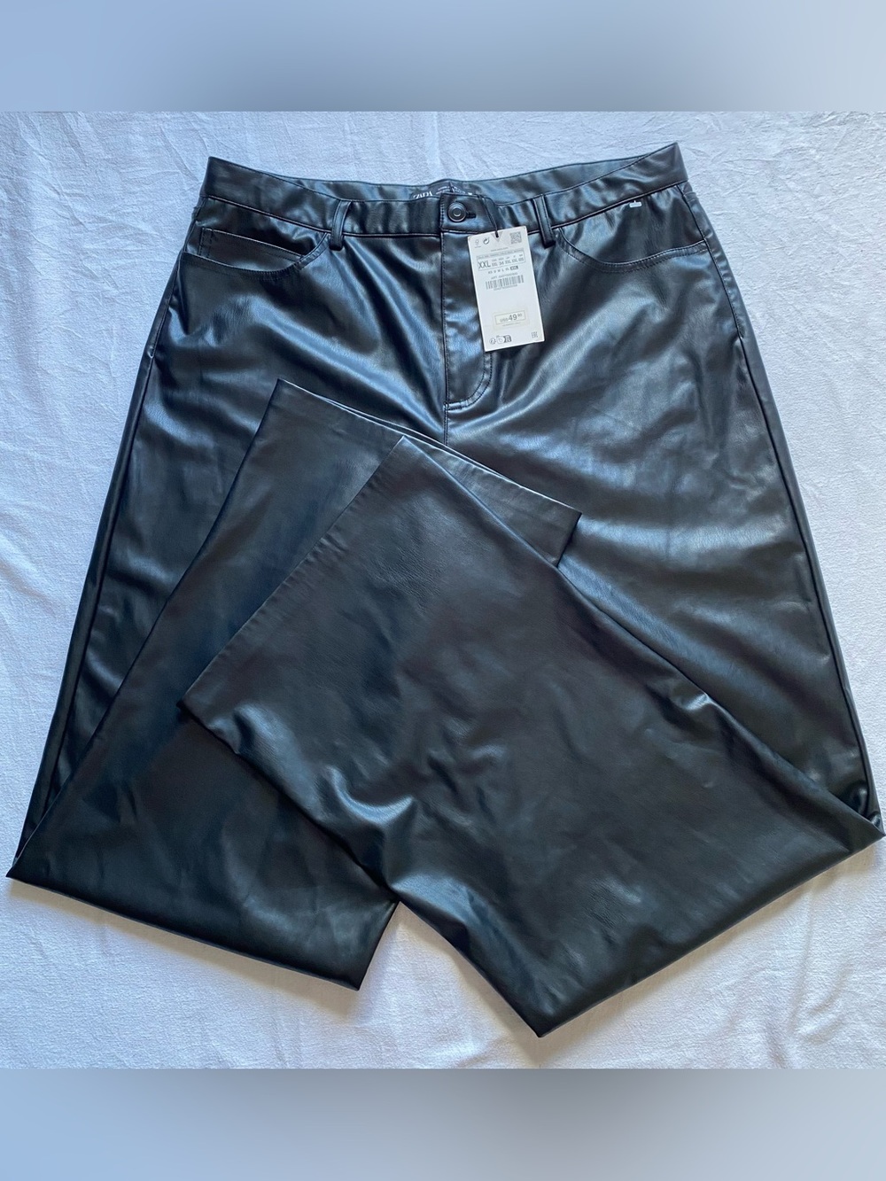 Zara Faux Leather Black Pants SZ XXL, Casual, elegant, classic - Picture 1 of 15